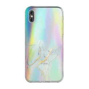 For iPhone X / XS Laser Marble Pattern Clear TPU Shockproof Protective Case(Gray)
