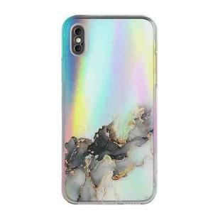 For iPhone XS Max Laser Marble Pattern Clear TPU Shockproof Protective Case(Black)