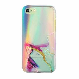 For iPhone SE 2022 / SE 2020 / 8 / 7 Laser Marble Pattern Clear TPU Shockproof Protective Case(Green)