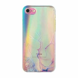 For iPhone SE 2022 / SE 2020 / 8 / 7 Laser Marble Pattern Clear TPU Shockproof Protective Case(Pink)