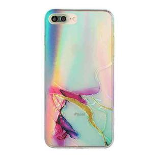 Laser Marble Pattern Clear TPU Shockproof Protective Case For iPhone 8 Plus / 7 Plus(Green)