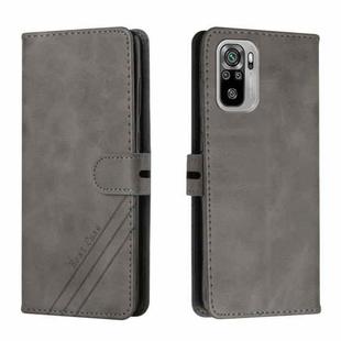For Xiaomi Redmi Note 10 Stitching Style 2-Color Cow Texture Horizontal Flip PU Leather Case with Holder & Card Slot & Lanyard(Gray)