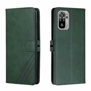 For Xiaomi Redmi Note 10 Stitching Style 2-Color Cow Texture Horizontal Flip PU Leather Case with Holder & Card Slot & Lanyard(Green)