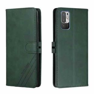 For Xiaomi Redmi Note 10 5G Stitching Style 2-Color Cow Texture Horizontal Flip PU Leather Case with Holder & Card Slot & Lanyard(Green)