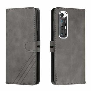For Xiaomi Mi 10S Stitching Style 2-Color Cow Texture Horizontal Flip PU Leather Case with Holder & Card Slot & Lanyard(Gray)