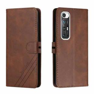 For Xiaomi Mi 10S Stitching Style 2-Color Cow Texture Horizontal Flip PU Leather Case with Holder & Card Slot & Lanyard(Brown)