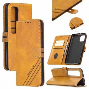 For Xiaomi Mi 10 Ultra Stitching Style 2-Color Cow Texture Horizontal Flip PU Leather Case with Holder & Card Slot & Lanyard(Yellow)