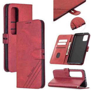 For Xiaomi Mi 10 Ultra Stitching Style 2-Color Cow Texture Horizontal Flip PU Leather Case with Holder & Card Slot & Lanyard(Red)