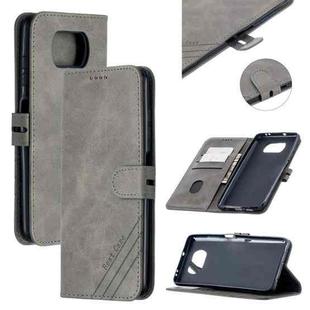 For Xiaomi Poco X3 NFC Stitching Style 2-Color Cow Texture Horizontal Flip PU Leather Case with Holder & Card Slot & Lanyard(Gray)