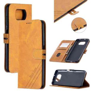 For Xiaomi Poco X3 NFC Stitching Style 2-Color Cow Texture Horizontal Flip PU Leather Case with Holder & Card Slot & Lanyard(Yellow)