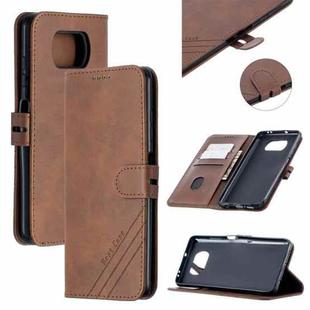 For Xiaomi Poco X3 NFC Stitching Style 2-Color Cow Texture Horizontal Flip PU Leather Case with Holder & Card Slot & Lanyard(Brown)