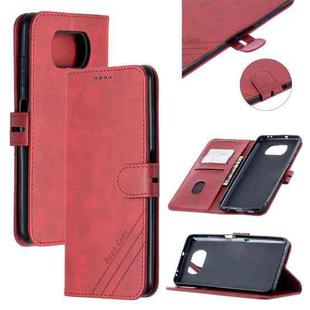 For Xiaomi Poco X3 NFC Stitching Style 2-Color Cow Texture Horizontal Flip PU Leather Case with Holder & Card Slot & Lanyard(Red)