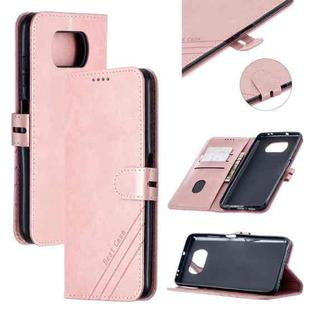 For Xiaomi Poco X3 NFC Stitching Style 2-Color Cow Texture Horizontal Flip PU Leather Case with Holder & Card Slot & Lanyard(Rose Gold)