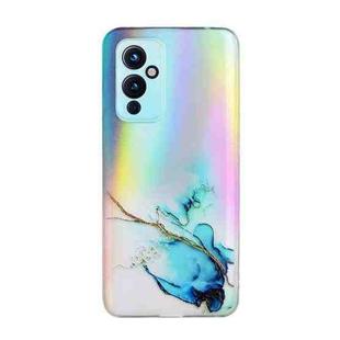 For OnePlus 9 Laser Marble Pattern Clear TPU Shockproof Protective Case(Blue)