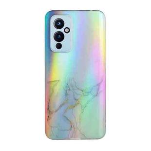 For OnePlus 9 Laser Marble Pattern Clear TPU Shockproof Protective Case(Gray)