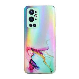 For OnePlus 9 Pro Laser Marble Pattern Clear TPU Shockproof Protective Case(Green)