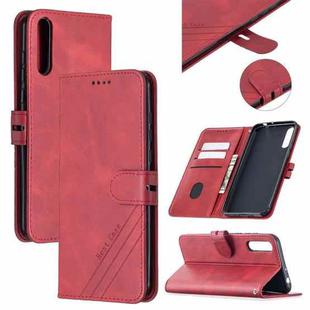 For Huawei P Smart S / Y8p Stitching Style 2-Color Cow Texture Horizontal Flip PU Leather Case with Holder & Card Slot & Lanyard(Red)