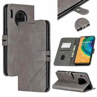 For Huawei Mate 30 Stitching Style 2-Color Cow Texture Horizontal Flip PU Leather Case with Holder & Card Slot & Lanyard(Gray)