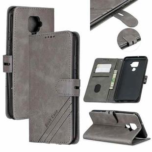 For Huawei Mate 30 Lite Stitching Style 2-Color Cow Texture Horizontal Flip PU Leather Case with Holder & Card Slot & Lanyard(Gray)