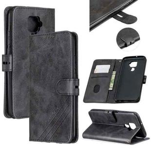 For Huawei Mate 30 Lite Stitching Style 2-Color Cow Texture Horizontal Flip PU Leather Case with Holder & Card Slot & Lanyard(Black)