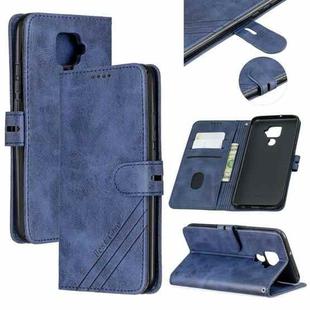 For Huawei Mate 30 Lite Stitching Style 2-Color Cow Texture Horizontal Flip PU Leather Case with Holder & Card Slot & Lanyard(Blue)