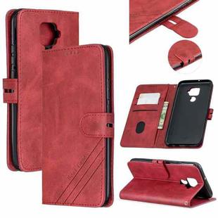 For Huawei Mate 30 Lite Stitching Style 2-Color Cow Texture Horizontal Flip PU Leather Case with Holder & Card Slot & Lanyard(Red)