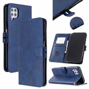 For Huawei P40 lite / nova 7i Stitching Style 2-Color Cow Texture Horizontal Flip PU Leather Case with Holder & Card Slot & Lanyard(Blue)