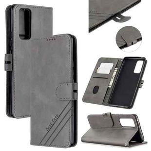 For Huawei Honor 30 Pro Stitching Style 2-Color Cow Texture Horizontal Flip PU Leather Case with Holder & Card Slot & Lanyard(Gray)