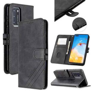 For Huawei Honor V30 / V30 Pro Stitching Style 2-Color Cow Texture Horizontal Flip PU Leather Case with Holder & Card Slot & Lanyard(Black)