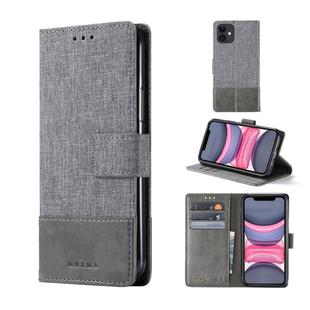For iPhone 11 Pro Max MUXMA MX102 Horizontal Flip Canvas Leather Case with Stand & Card Slot & Wallet Function(Grey)