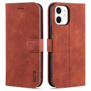 For iPhone 12 / 12 Pro AZNS Skin Feel Calf Texture Horizontal Flip Leather Case with Card Slots & Holder & Wallet(Brown)