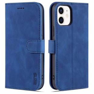 For iPhone 12 mini AZNS Skin Feel Calf Texture Horizontal Flip Leather Case with Card Slots & Holder & Wallet(Blue)