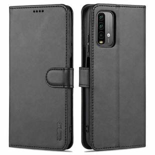 For Xiaomi Poco M3 AZNS Skin Feel Calf Texture Horizontal Flip Leather Case with Card Slots & Holder & Wallet(Black)