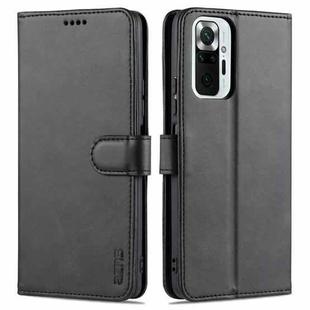 For Xiaomi Redmi Note 10 Pro Max AZNS Skin Feel Calf Texture Horizontal Flip Leather Case with Card Slots & Holder & Wallet(Black)