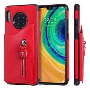 For Huawei Mate 30 Solid Color Double - Button Zipper Shockproof Protective Case(Red)