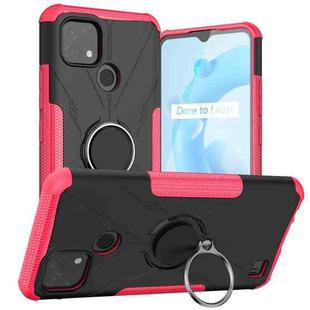 For OPPO Realme C20 / C21 Armor Bear Shockproof PC + TPU Protective Case with Ring Holder(Rose Red)