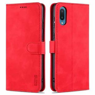 For Samsung Galaxy A02 AZNS Skin Feel Calf Texture Horizontal Flip Leather Case with Card Slots & Holder & Wallet(Red)