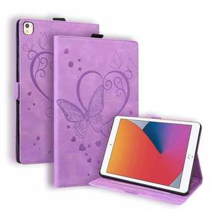 Love Butterfly Pattern For iPad 10.2 2021 / 2020 / 2019 Horizontal Flip Leather Case with Holder & Sleep / Wake-up Function / Air (2019) / 10.2 (2020)(Purple)
