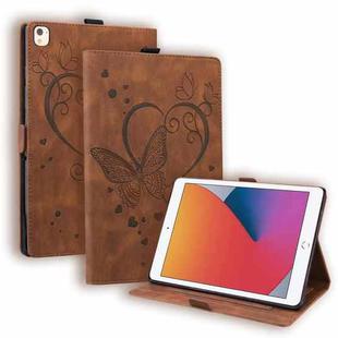 Love Butterfly Pattern For iPad 10.2 2021 / 2020 / 2019 Horizontal Flip Leather Case with Holder & Sleep / Wake-up Function / Air (2019) / 10.2 (2020)(Brown)