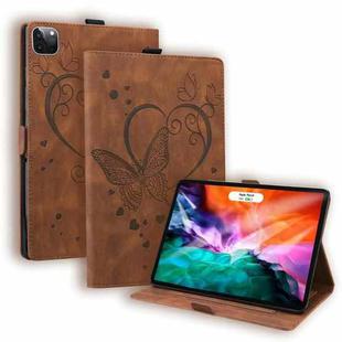 For iPad Pro 11 2022 / 2021 / 2018 / Air 2020 10.9 Love Butterfly Pattern Horizontal Flip Leather Tablet Case with Holder & Sleep / Wake-up Function(Brown)
