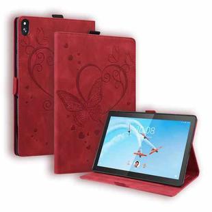 For Lenovo Tab M10 10.1 inch Love Butterfly Pattern Horizontal Flip Leather Case with Holder(Red)