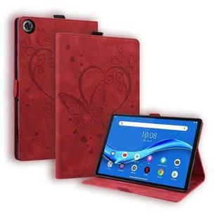 For Lenovo Tab M10 Plus TB-X606F TB-X606X Love Butterfly Pattern Horizontal Flip Leather Case with Holder(Red)