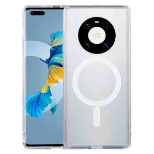 For Huawei Mate 40 Pro Magsafe Case Simple Magnetic Ring All-inclusive Clear Crystal Acrylic PC +TPU Shockproof Case