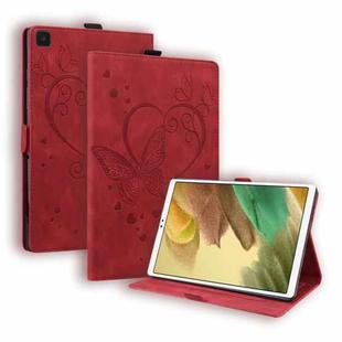 For Samsung Galaxy Tab A7 Lite T220 T225 Love Butterfly Pattern Horizontal Flip Leather Case with Holder(Red)