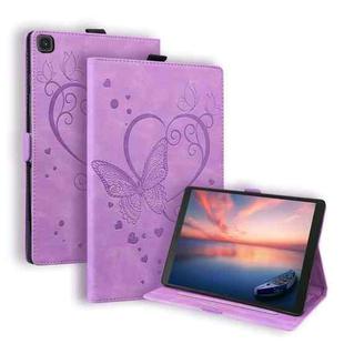 For Samsung Galaxy Tab A 8.0 (2019) SM-T290 SM-T295 Love Butterfly Pattern Horizontal Flip Leather Case with Holder(Purple)