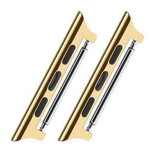 2 PCS Watchbands Stainless Steel Acoustic Ear Connector, Width: 20mm For Apple Watch Series 6 & SE & 5 & 4 44mm / 3 & 2 & 1 42mm(Gold)