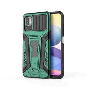 For Xiaomi Redmi Note 10 5G War Chariot Series Armor All-inclusive Shockproof PC + TPU Protective Case with Invisible Holder(Green)