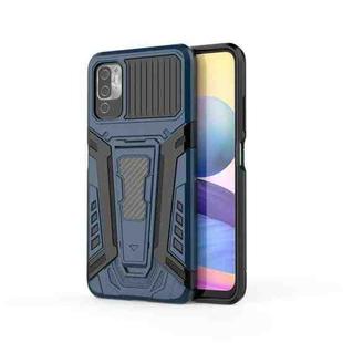 For Xiaomi Redmi Note 10 5G War Chariot Series Armor All-inclusive Shockproof PC + TPU Protective Case with Invisible Holder(Blue)