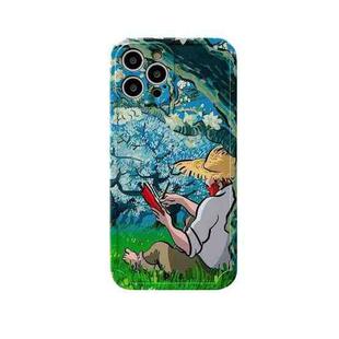 For iPhone 11 Pro Oil Painting IMD Straight TPU Protective Case (Apricot)