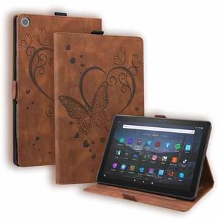 For Amazon Fire HD 8 (2015/2016/2017/2018) Love Butterfly Pattern Horizontal Flip Leather Case with Holder & Sleep / Wake-up Function(Brown)